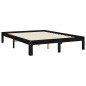 vidaXL Estructura cama de matrimonio con cabecero madera maciza negro vidaXL Estructura cama de matrimonio con cabecero madera maciza negro