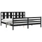 vidaXL Estructura de cama con cabecero madera maciza negro 200x200 cm