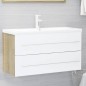 vidaXL Set de muebles de baño 2 piezas contrachapada blanco roble