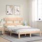 vidaXL Estructura de cama de matrimonio con cabecero madera maciza
