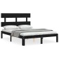 vidaXL Estructura cama de matrimonio con cabecero madera maciza negro