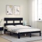 vidaXL Estructura cama de matrimonio con cabecero madera maciza negro