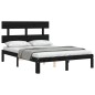 vidaXL Estructura cama de matrimonio con cabecero madera maciza negro