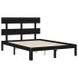 vidaXL Estructura cama de matrimonio con cabecero madera maciza negro