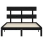 vidaXL Estructura cama de matrimonio con cabecero madera maciza negro