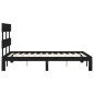 vidaXL Estructura cama de matrimonio con cabecero madera maciza negro