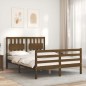 vidaXL Estructura de cama matrimonio con cabecero madera marrón miel vidaXL Estructura de cama matrimonio con cabecero madera marrón miel