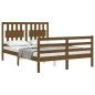 vidaXL Estructura de cama matrimonio con cabecero madera marrón miel vidaXL Estructura de cama matrimonio con cabecero madera marrón miel