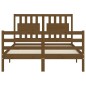 vidaXL Estructura de cama matrimonio con cabecero madera marrón miel vidaXL Estructura de cama matrimonio con cabecero madera marrón miel