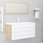 vidaXL Set de muebles de baño 2 pzas madera contrachapada blanco roble vidaXL Set de muebles de baño 2 pzas madera contrachapada blanco roble