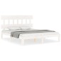 vidaXL Estructura de cama matrimonio con cabecero madera maciza blanco vidaXL Estructura de cama matrimonio con cabecero madera maciza blanco