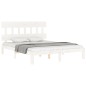 vidaXL Estructura de cama matrimonio con cabecero madera maciza blanco vidaXL Estructura de cama matrimonio con cabecero madera maciza blanco