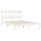 vidaXL Estructura de cama matrimonio con cabecero madera maciza blanco vidaXL Estructura de cama matrimonio con cabecero madera maciza blanco
