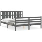 vidaXL Estructura de cama con cabecero madera maciza gris 160x200 cm vidaXL Estructura de cama con cabecero madera maciza gris 160x200 cm