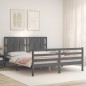 vidaXL Estructura de cama con cabecero madera maciza gris 160x200 cm vidaXL Estructura de cama con cabecero madera maciza gris 160x200 cm