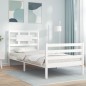 vidaXL Estructura de cama con cabecero madera maciza blanco 100x200 cm vidaXL Estructura de cama con cabecero madera maciza blanco 100x200 cm