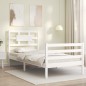vidaXL Estructura de cama con cabecero madera maciza blanco 100x200 cm vidaXL Estructura de cama con cabecero madera maciza blanco 100x200 cm