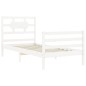 vidaXL Estructura de cama con cabecero madera maciza blanco 100x200 cm vidaXL Estructura de cama con cabecero madera maciza blanco 100x200 cm