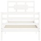 vidaXL Estructura de cama con cabecero madera maciza blanco 100x200 cm vidaXL Estructura de cama con cabecero madera maciza blanco 100x200 cm
