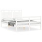 vidaXL Estructura de cama con cabecero madera maciza blanco 140x190 cm vidaXL Estructura de cama con cabecero madera maciza blanco 140x190 cm