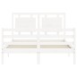 vidaXL Estructura de cama con cabecero madera maciza blanco 140x190 cm vidaXL Estructura de cama con cabecero madera maciza blanco 140x190 cm