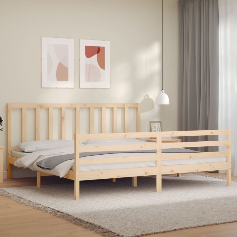 vidaXL Estructura de cama con cabecero madera maciza 200x200 cm vidaXL Estructura de cama con cabecero madera maciza 200x200 cm