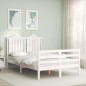 vidaXL Estructura de cama con cabecero madera maciza blanco 120x200 cm vidaXL Estructura de cama con cabecero madera maciza blanco 120x200 cm