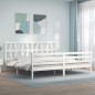 vidaXL Estructura de cama con cabecero madera maciza blanco 200x200 cm vidaXL Estructura de cama con cabecero madera maciza blanco 200x200 cm