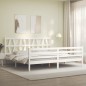 vidaXL Estructura de cama con cabecero madera maciza blanco 200x200 cm vidaXL Estructura de cama con cabecero madera maciza blanco 200x200 cm
