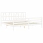vidaXL Estructura de cama con cabecero madera maciza blanco 200x200 cm vidaXL Estructura de cama con cabecero madera maciza blanco 200x200 cm