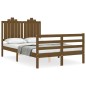 vidaXL Estructura de cama matrimonio con cabecero madera marrón miel vidaXL Estructura de cama matrimonio con cabecero madera marrón miel