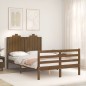 vidaXL Estructura de cama matrimonio con cabecero madera marrón miel vidaXL Estructura de cama matrimonio con cabecero madera marrón miel