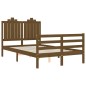 vidaXL Estructura de cama matrimonio con cabecero madera marrón miel vidaXL Estructura de cama matrimonio con cabecero madera marrón miel