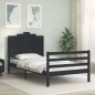 vidaXL Estructura de cama con cabecero madera maciza negro 100x200 cm vidaXL Estructura de cama con cabecero madera maciza negro 100x200 cm