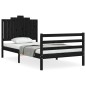 vidaXL Estructura de cama con cabecero madera maciza negro 100x200 cm vidaXL Estructura de cama con cabecero madera maciza negro 100x200 cm