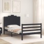 vidaXL Estructura de cama con cabecero madera maciza negro 100x200 cm vidaXL Estructura de cama con cabecero madera maciza negro 100x200 cm