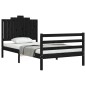 vidaXL Estructura de cama con cabecero madera maciza negro 100x200 cm vidaXL Estructura de cama con cabecero madera maciza negro 100x200 cm