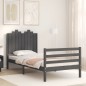 vidaXL Estructura de cama con cabecero madera maciza gris 90x200 cm