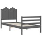 vidaXL Estructura de cama con cabecero madera maciza gris 90x200 cm