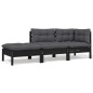 vidaXL Muebles de jardín 3 pzas con cojines negro madera maciza pino vidaXL Muebles de jardín 3 pzas con cojines negro madera maciza pino