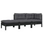 vidaXL Muebles de jardín 3 pzas con cojines negro madera maciza pino vidaXL Muebles de jardín 3 pzas con cojines negro madera maciza pino