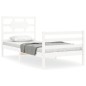 vidaXL Estructura de cama con cabecero madera maciza blanco vidaXL Estructura de cama con cabecero madera maciza blanco