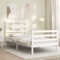 vidaXL Estructura de cama con cabecero madera maciza blanco vidaXL Estructura de cama con cabecero madera maciza blanco