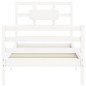 vidaXL Estructura de cama con cabecero madera maciza blanco vidaXL Estructura de cama con cabecero madera maciza blanco