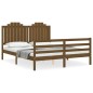 vidaXL Estructura de cama matrimonio con cabecero madera marrón miel vidaXL Estructura de cama matrimonio con cabecero madera marrón miel