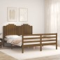 vidaXL Estructura de cama matrimonio con cabecero madera marrón miel vidaXL Estructura de cama matrimonio con cabecero madera marrón miel