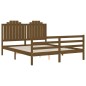 vidaXL Estructura de cama matrimonio con cabecero madera marrón miel vidaXL Estructura de cama matrimonio con cabecero madera marrón miel