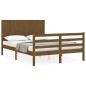 vidaXL Estructura de cama matrimonio con cabecero madera marrón miel vidaXL Estructura de cama matrimonio con cabecero madera marrón miel