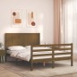 vidaXL Estructura de cama matrimonio con cabecero madera marrón miel vidaXL Estructura de cama matrimonio con cabecero madera marrón miel