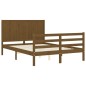 vidaXL Estructura de cama matrimonio con cabecero madera marrón miel vidaXL Estructura de cama matrimonio con cabecero madera marrón miel